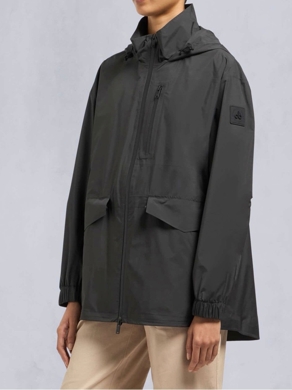 Moose Knuckles Rain Jacket Black Women’s Size S Waterproof Hooded Coat $595 NWT